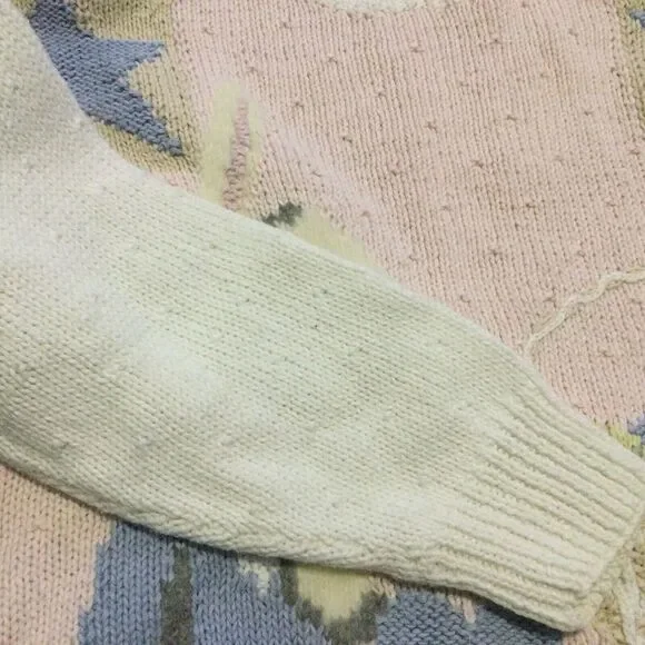 Vintage Rabbit Bunny Pastel Sweater M Cottage Core Y2K - Picture 8 of 9